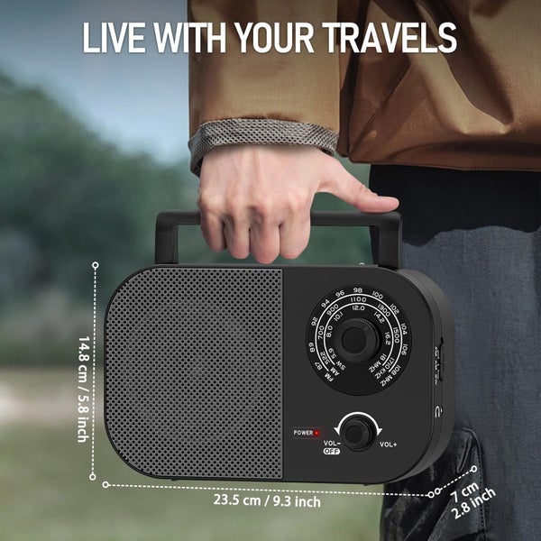 Portable Retro AM/FM/SW Radio with Knobs, 3.5mm Headphone Support Carousel 6