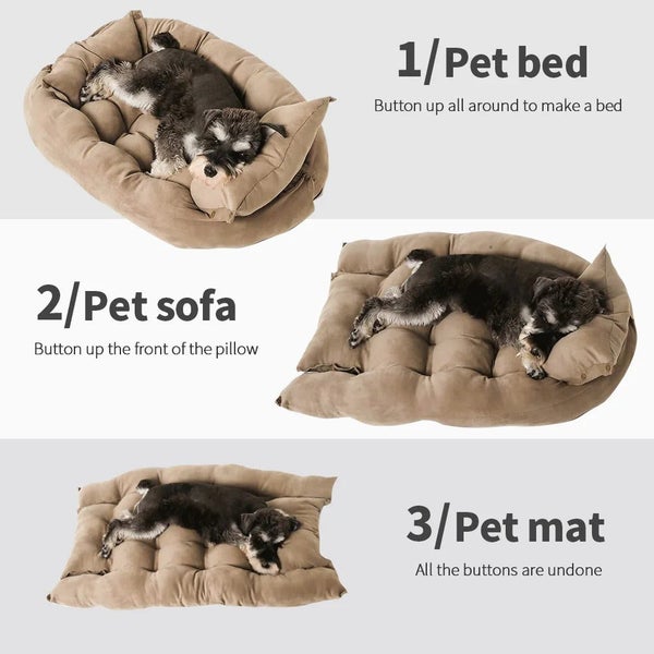 NNEOBA 3-in-1 Multifunction Dog And Cat Bed Soft Cotton Convertible Pet Mat B... Carousel 2