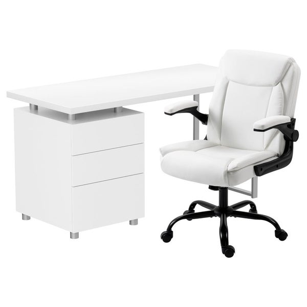 Executive Office Chair And Desk Set - White Carousel 1