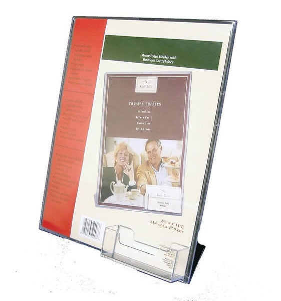 A4 Portrait Slanted Sign / Menu Holder & Business Card Holder Carousel 1