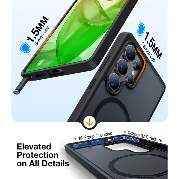 Torras Galaxy S25 Ultra 5G Guardian Magnetic Case - Black MagSafe Compatible - Carousel 2