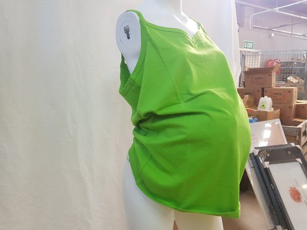 Green simple singlet top with V neckline Medium Womb in Bloom maternity wear Carousel 1