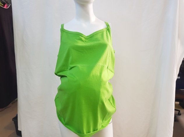 Green simple singlet top with V neckline Medium Womb in Bloom maternity wear Carousel 2