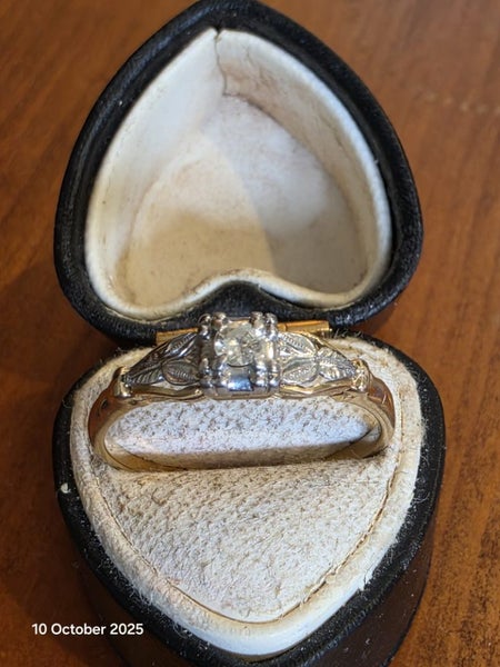 Art Deco 18ct Platinum & Gold Solitaire Diamond 2.54gm Carousel 2