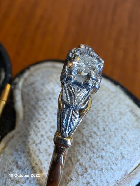 Art Deco 18ct Platinum & Gold Solitaire Diamond 2.54gm Carousel 1