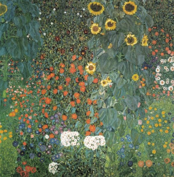 Framed $1 RESERVE 1 Panel Canvas Print - Garden with Sunflowers by Gustav Klimt Carousel 1