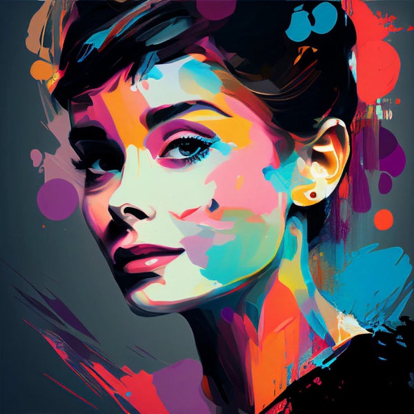 Framed $1 RESERVE 1 Panel Canvas Art Print - Audrey Hepburn Carousel 1