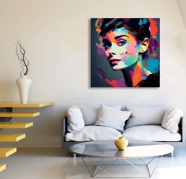 Framed $1 RESERVE 1 Panel Canvas Art Print - Audrey Hepburn Carousel 2