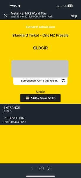 2x GA 1 - FRONT STANDING TICKETS Carousel 2
