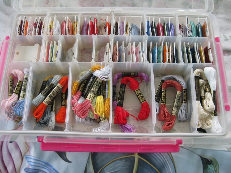 Embroidery cottons and storage box. Carousel 1