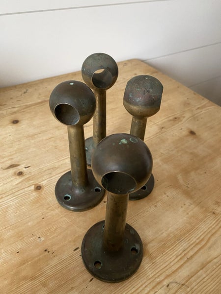 Heavy solid brass rail support brackets - (1kg each) great patina. Carousel 2