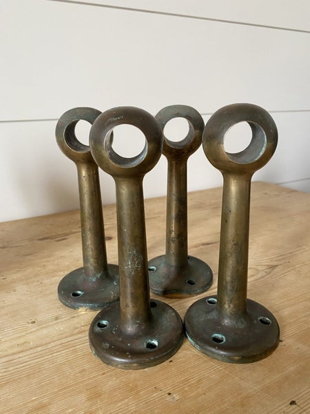 Heavy solid brass rail support brackets - (1kg each) great patina. Carousel 1