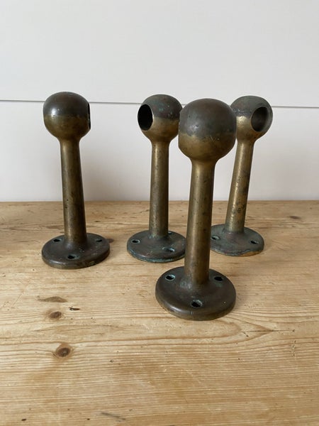 Heavy solid brass rail support brackets - (1kg each) great patina. Carousel 9
