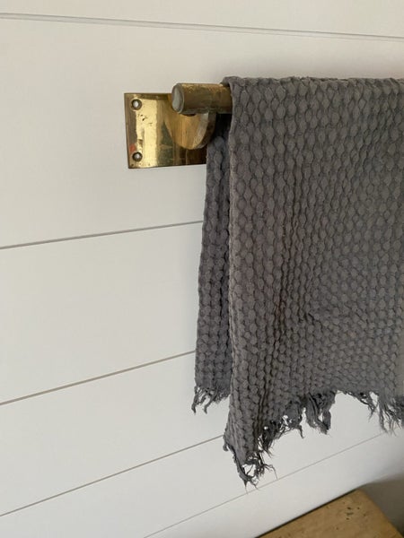 Heavy solid brass handle perfect for hand or tea towel rail. Carousel 7