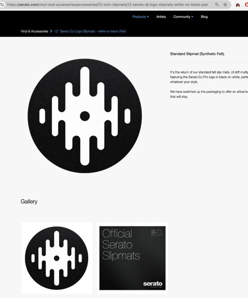 Official 12" Serato DJ Logo Slipmats ~ White on Black (Pair) Carousel 4
