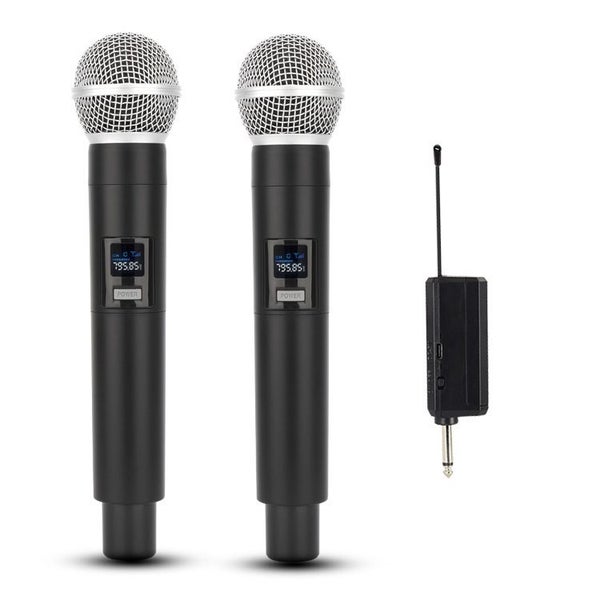 Wireless Microphones x 2 Rechargeable Receiver and Battery, 100 ft Range Karaoke Carousel 1