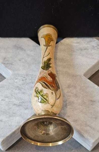 Demure Art Nouveau Enamel & Brass Posy Vase. Simply Exquisite. Carousel 6