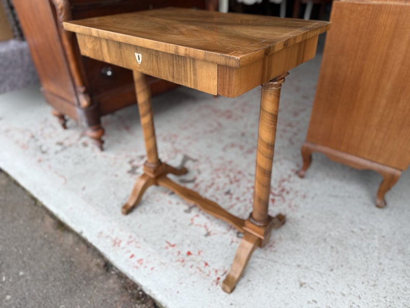 An Antique Karelian Birch Side Table or Small Console Table Carousel 2