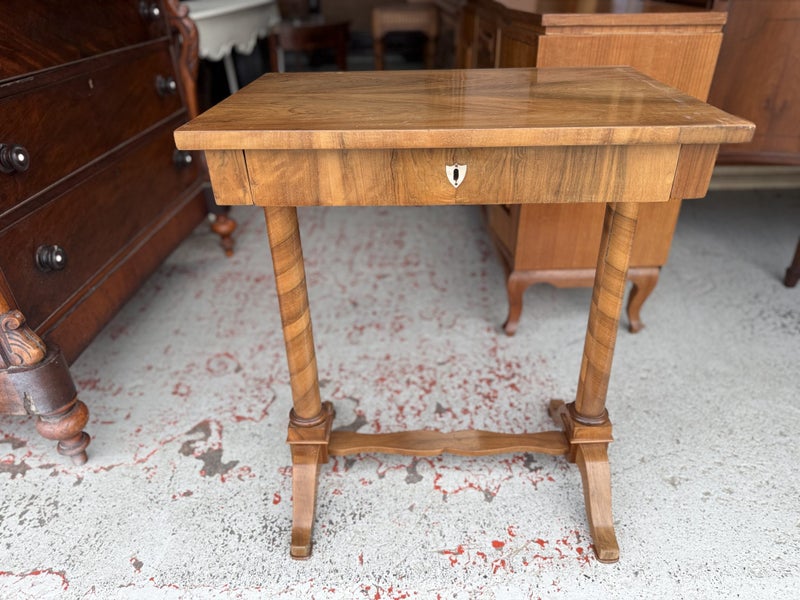 An Antique Karelian Birch Side Table or Small Console Table Carousel 1