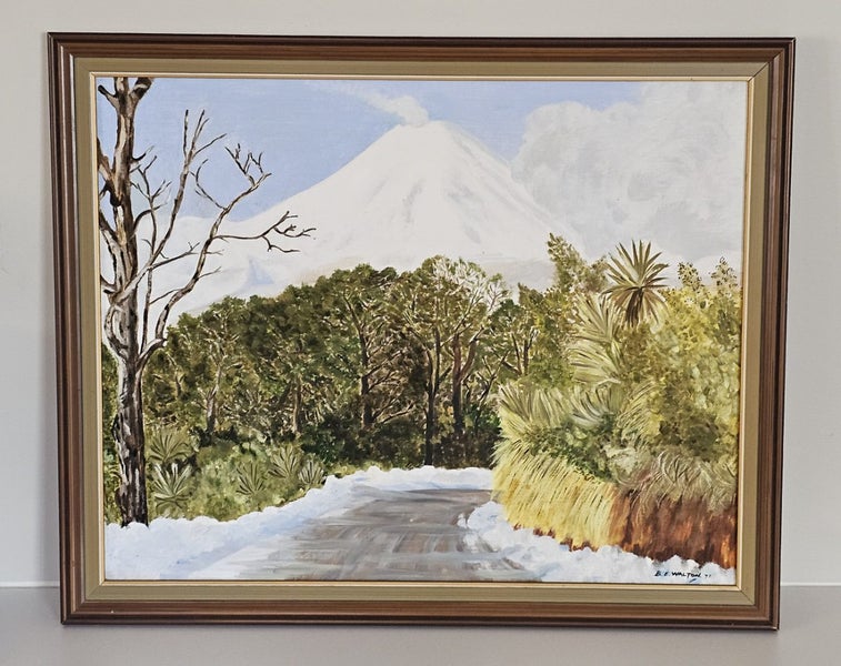 Original oil on canvas B Walton "Mt Ngauruhoe" Carousel 1