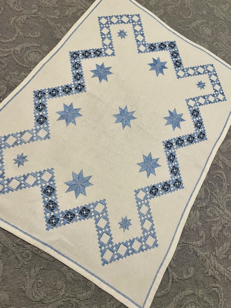 A perfect blue hardanger Dresser Cloth Carousel 1