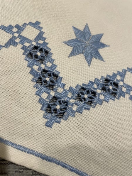 A perfect blue hardanger Dresser Cloth Carousel 2