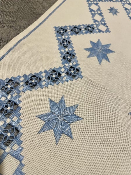 A perfect blue hardanger Dresser Cloth Carousel 3