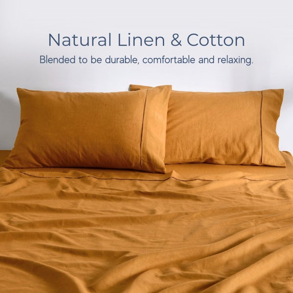 Dreamaker Linen Cotton Sheet Set Rust - Double Bed Carousel 2