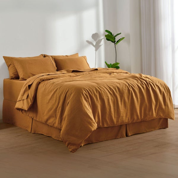 Dreamaker Linen Cotton Sheet Set Rust - Double Bed Carousel 15