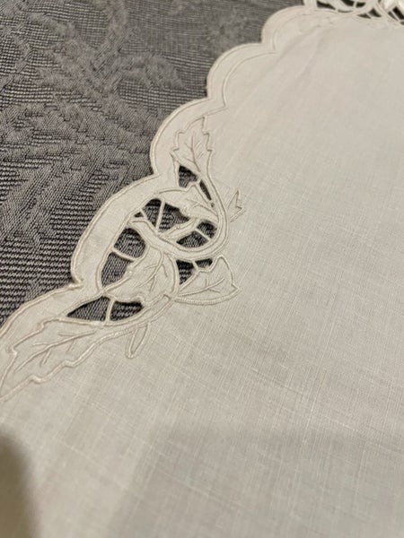 A perfect white linen, raised embroidery Dresser Cloth ! Carousel 3
