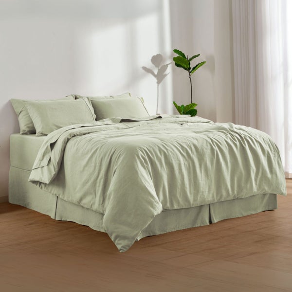 Dreamaker Linen Cotton Sheet Set Sage - Super King Bed Carousel 14