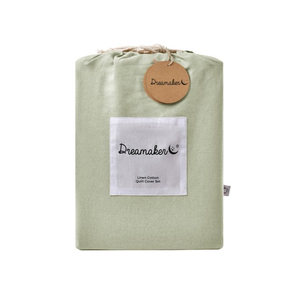 Dreamaker Linen Cotton Duvet Cover Set Sage - Queen Bed Carousel 13
