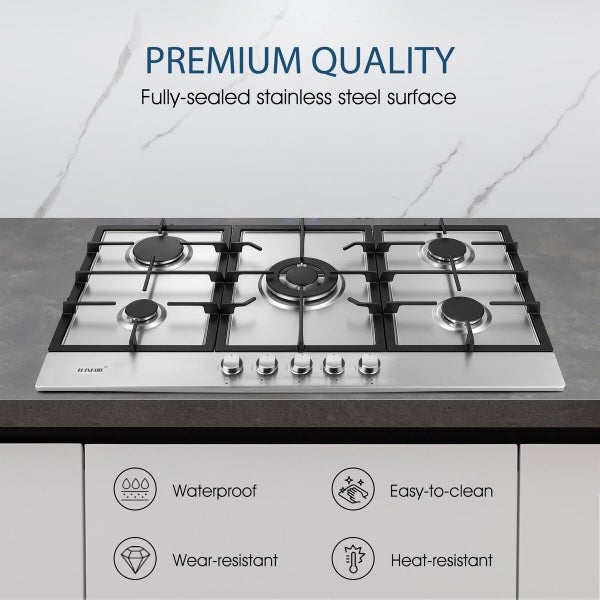 Gas Cooktop Stove Top Cooker 87cm Carousel 2