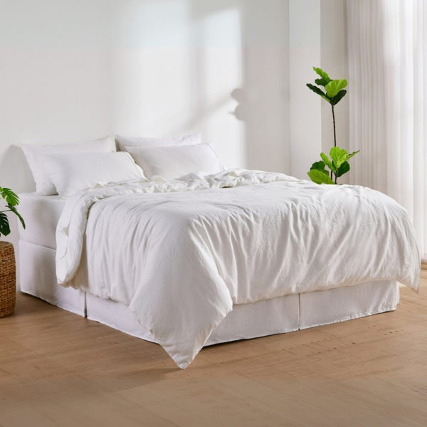 Dreamaker Linen Cotton Sheet Set White - Double Bed Carousel 15