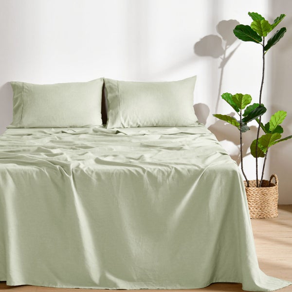 Dreamaker Linen Cotton Sheet Set Sage - Super King Bed Carousel 1