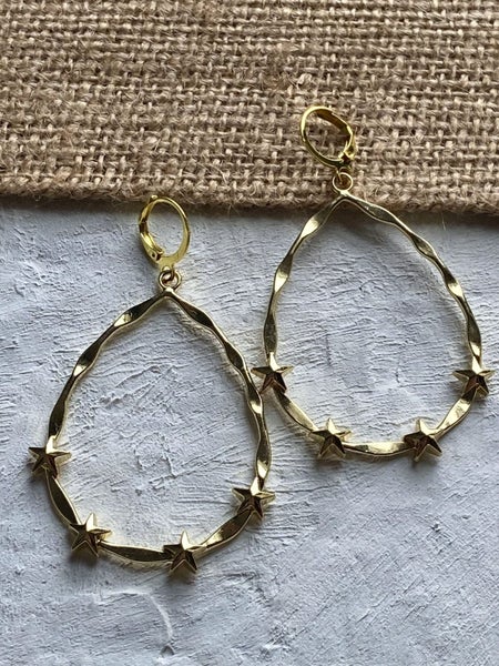 Celestial Tear Gold Huggie Hoop Earrings - Hypoallergenic Hoops Carousel 1