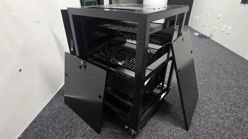 Audio Visual Rack on wheels with 2x amplifiers - $1 Reserve Carousel 2