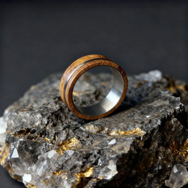 (Tungsten Ring) Premium Tungsten Ring Wood Ring for Men Comfort Fit RTU59YX-1 Carousel 2