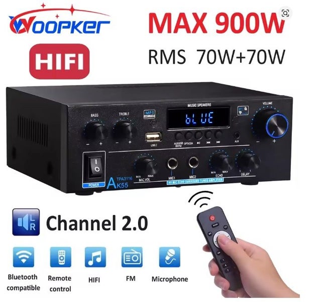 HiFi Stereo Audio Amplifier -70WRMS, home, bedroom, HD sound for beatuiful music Carousel 2