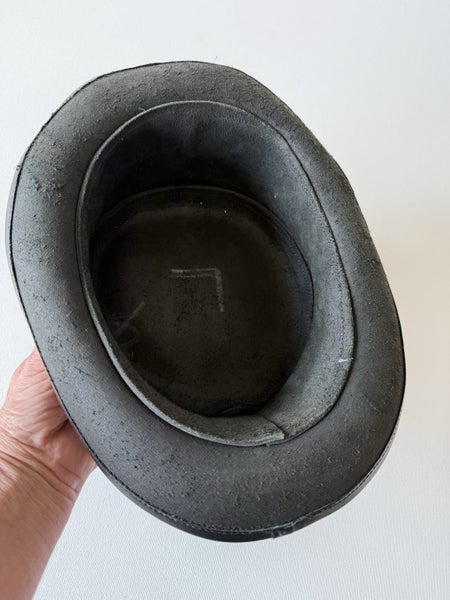 Steampunk / Gothic Short Top Hat — Black with Blue Accents, Handmade (56 cm)64689708204803114