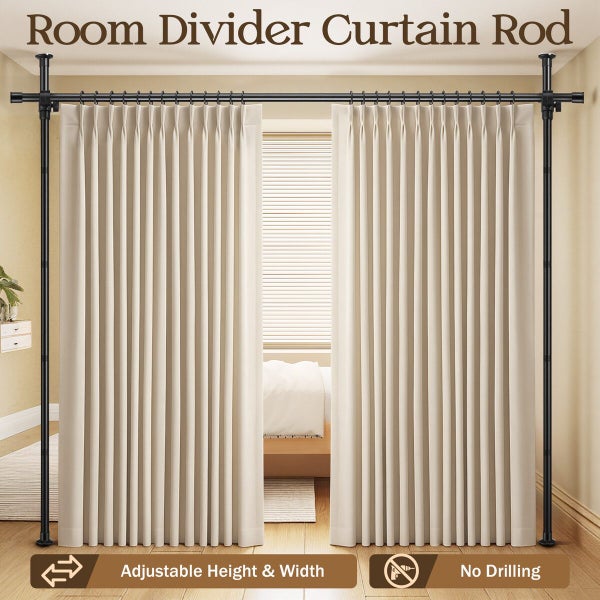 Freestanding Room Divider Tension Curtain Rod Carousel 2