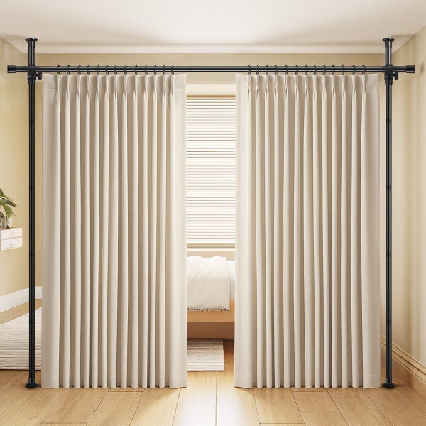 Freestanding Room Divider Tension Curtain Rod Carousel 10