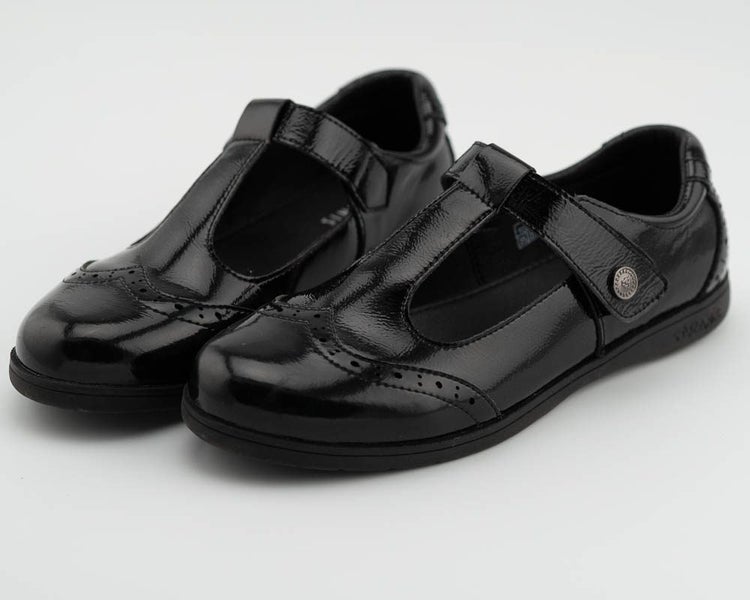 Girls Black Leather School Shoes, Mary Jane Flats, Soft-soled Anti-slip Carousel 7