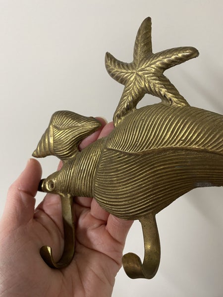 Brass vintage shell hooks Carousel 2