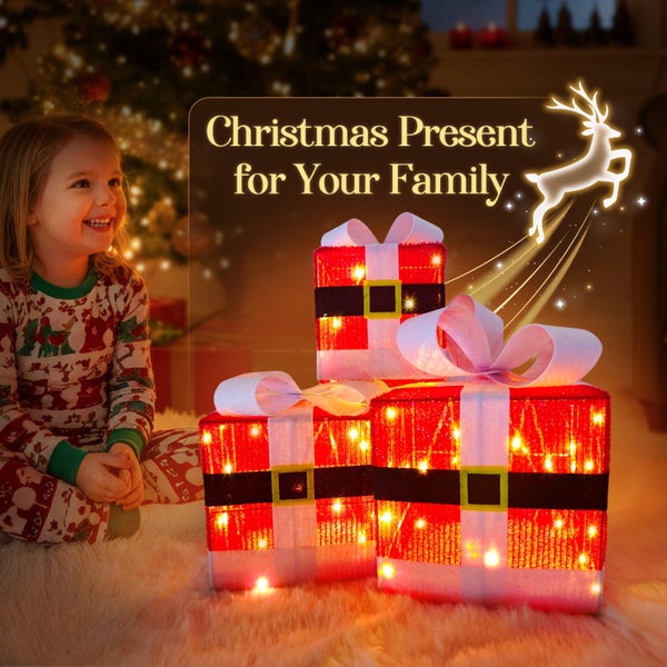 Christmas LED Lights Gift Boxes Xmas Tree Decorations Carousel 2