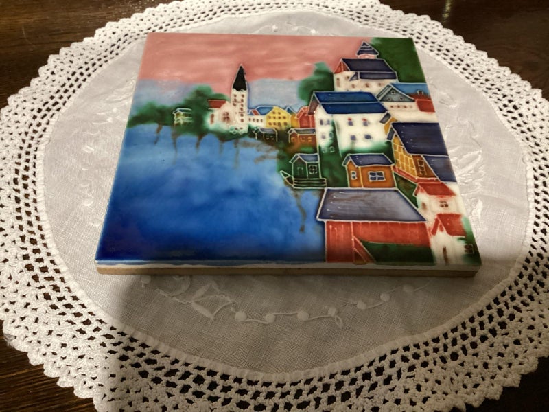 Retro Benya Handpainted glazed ceramic art tile Carousel 1
