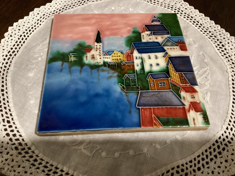 Retro Benya Handpainted glazed ceramic art tile Carousel 2