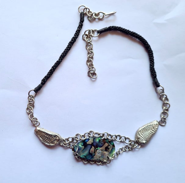 Paua and Sterling silver choker. Handmade in NZ *New Carousel 1