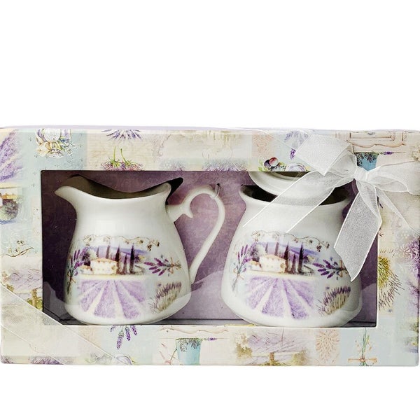 Elegant Kitchen Lavender Sugar Bowl & Milk Jug Set Carousel 1