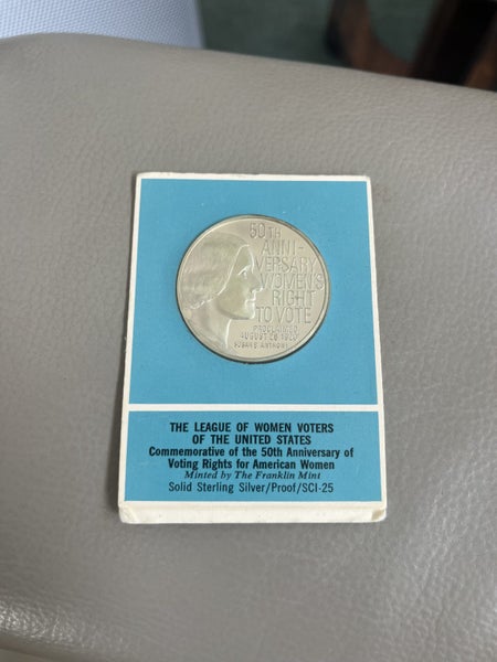League of Women Voters 50th Anniversary sterling silver proof coin Carousel 1
